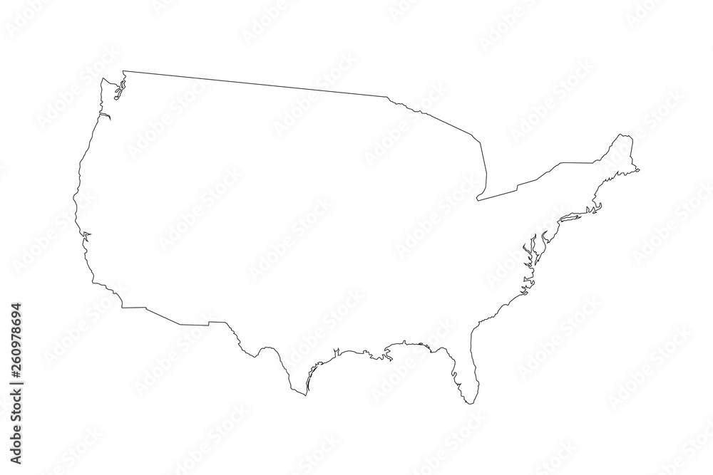 High detailed vector map - United States