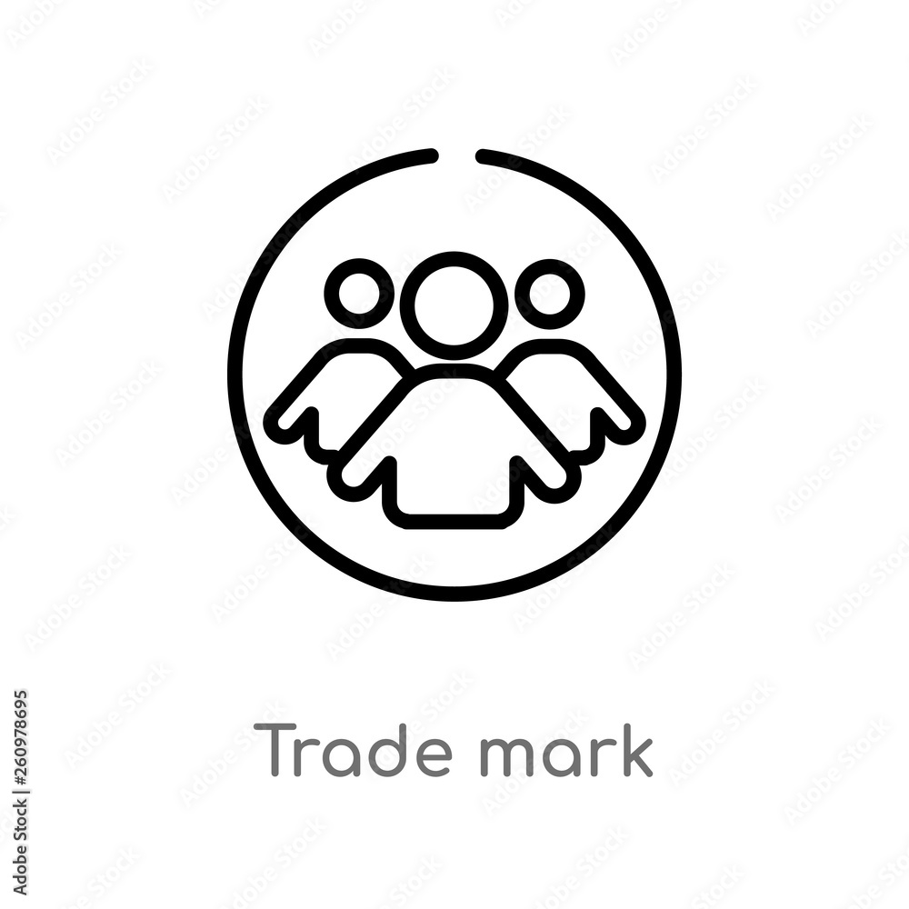 Obraz premium outline trade mark vector icon. isolated black simple line element illustration from people concept. editable vector stroke trade mark icon on white background