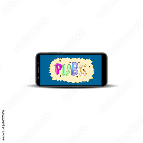 Smartphone running game PUBG. Download game. Vector illustration.