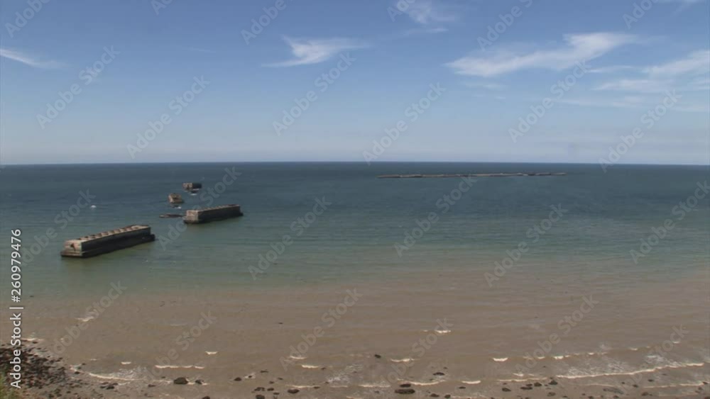 D-Day, Normandy- World War 2 British Vessels in Mulberry Harbour, Arromanches, France D-Day, Normandy- World War 2 British Vessels in Mulberry Harbour, Arromanches, France