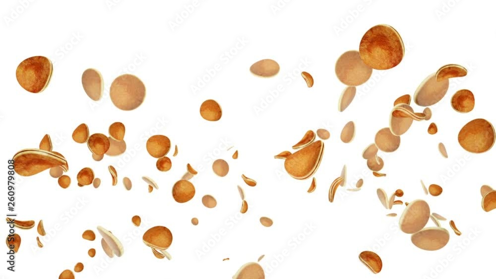 Pancakes flying in slow motion against white Pancakes flying in slow motion against white