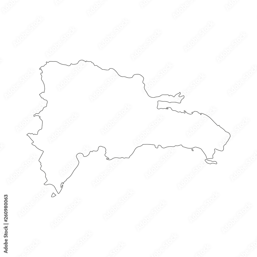 Dominican Republic vector map isolated on white background. High detailed illustration. Outlined, contour.