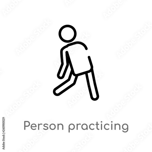 outline person practicing a strengthen posture vector icon. isolated black simple line element illustration from people concept. editable vector stroke person practicing a strengthen posture icon on