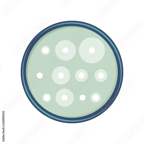 Antibiotic sensitivity analysis of bacteria in petry dish, vector flat design.