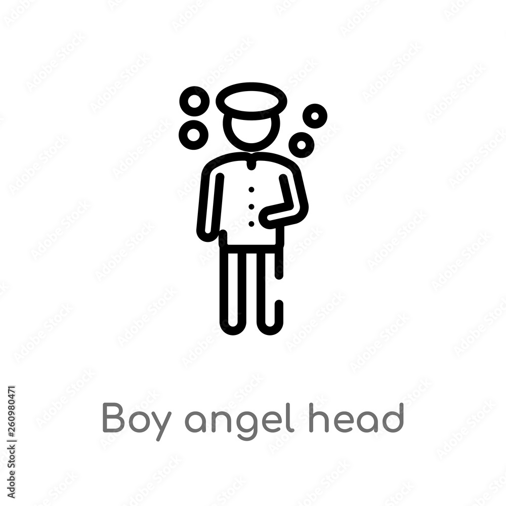 outline boy angel head vector icon. isolated black simple line element illustration from people concept. editable vector stroke boy angel head icon on white background outline boy angel head vector icon. isolated black simple line element illustration from people concept. editable vector stroke boy angel head icon on white background
