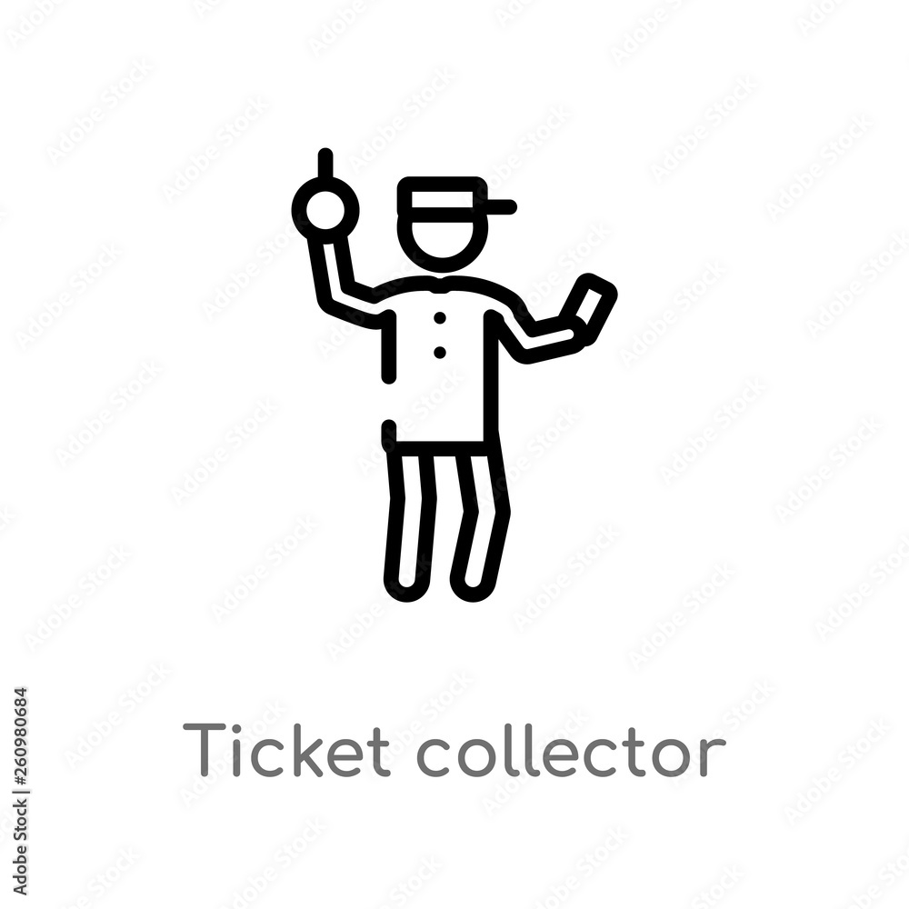 outline ticket collector vector icon. isolated black simple line element illustration from people concept. editable vector stroke ticket collector icon on white background