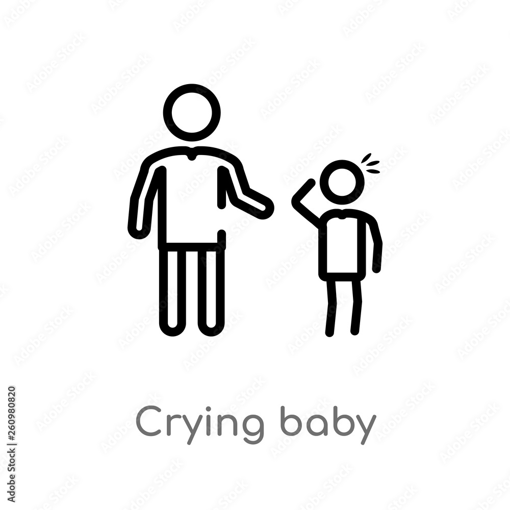 outline crying baby vector icon. isolated black simple line element illustration from people concept. editable vector stroke crying baby icon on white background outline crying baby vector icon. isolated black simple line element illustration from people concept. editable vector stroke crying baby icon on white background
