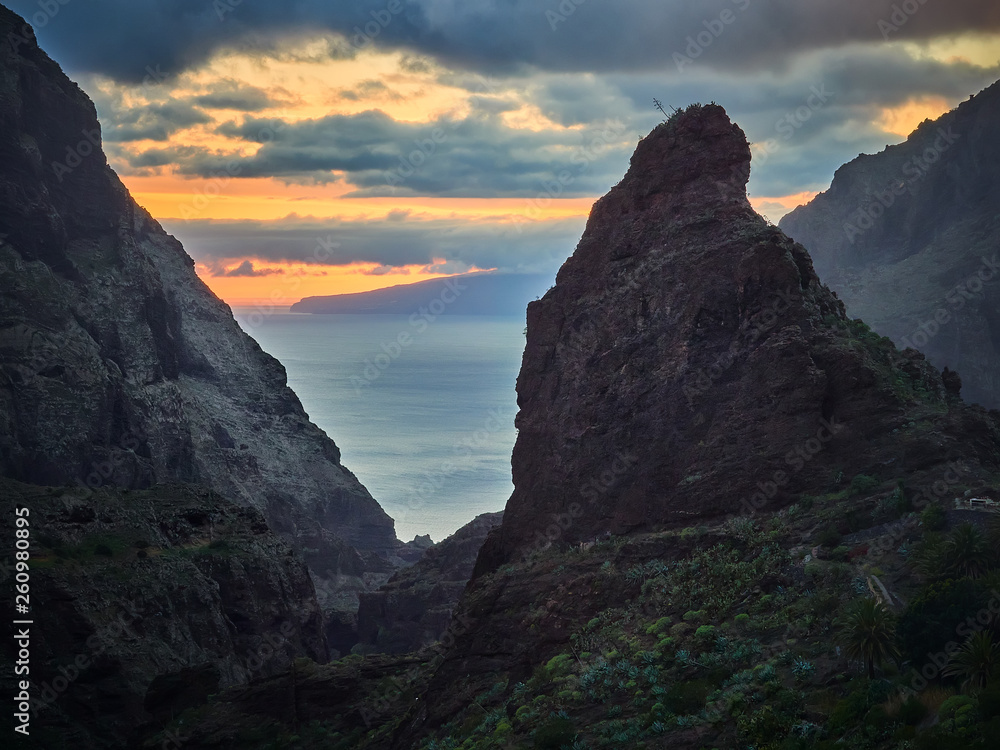 Masca Village at sunset in Tenerife, Canary Islands, Spain