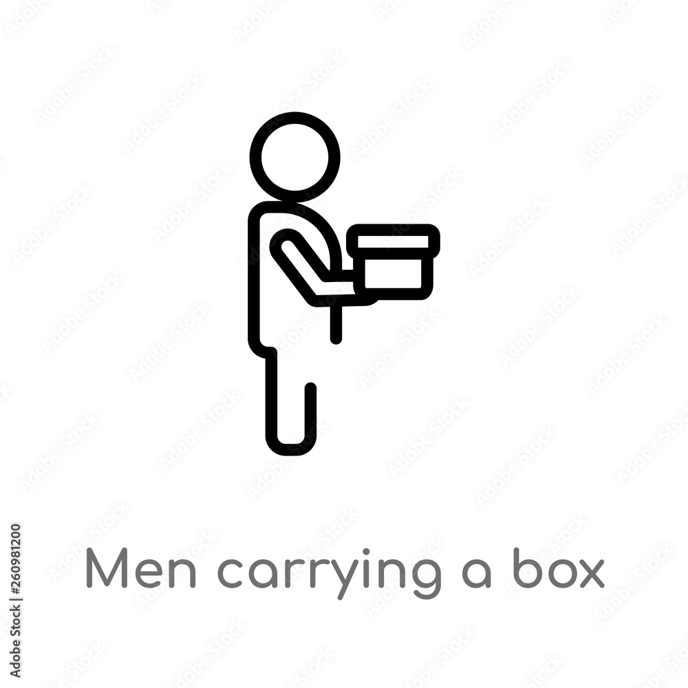 outline men carrying a box vector icon. isolated black simple line element illustration from people concept. editable vector stroke men carrying a box icon on white background outline men carrying a box vector icon. isolated black simple line element illustration from people concept. editable vector stroke men carrying a box icon on white background