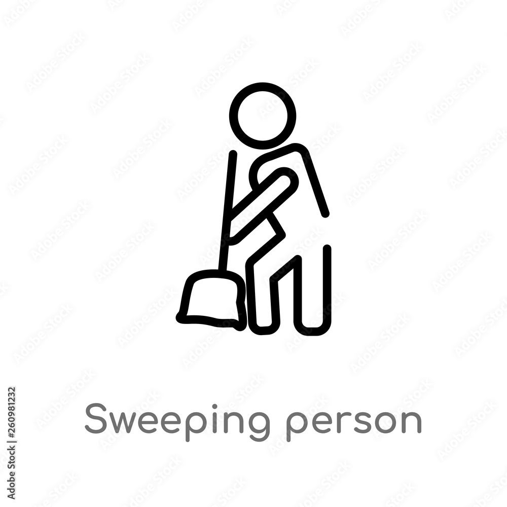 outline sweeping person vector icon. isolated black simple line element illustration from people concept. editable vector stroke sweeping person icon on white background outline sweeping person vector icon. isolated black simple line element illustration from people concept. editable vector stroke sweeping person icon on white background