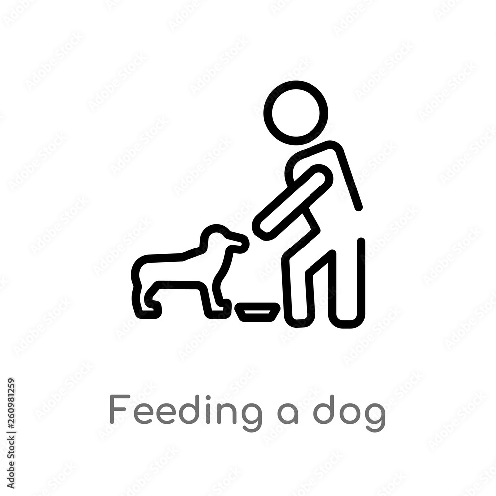 outline feeding a dog vector icon. isolated black simple line element illustration from people concept. editable vector stroke feeding a dog icon on white background outline feeding a dog vector icon. isolated black simple line element illustration from people concept. editable vector stroke feeding a dog icon on white background