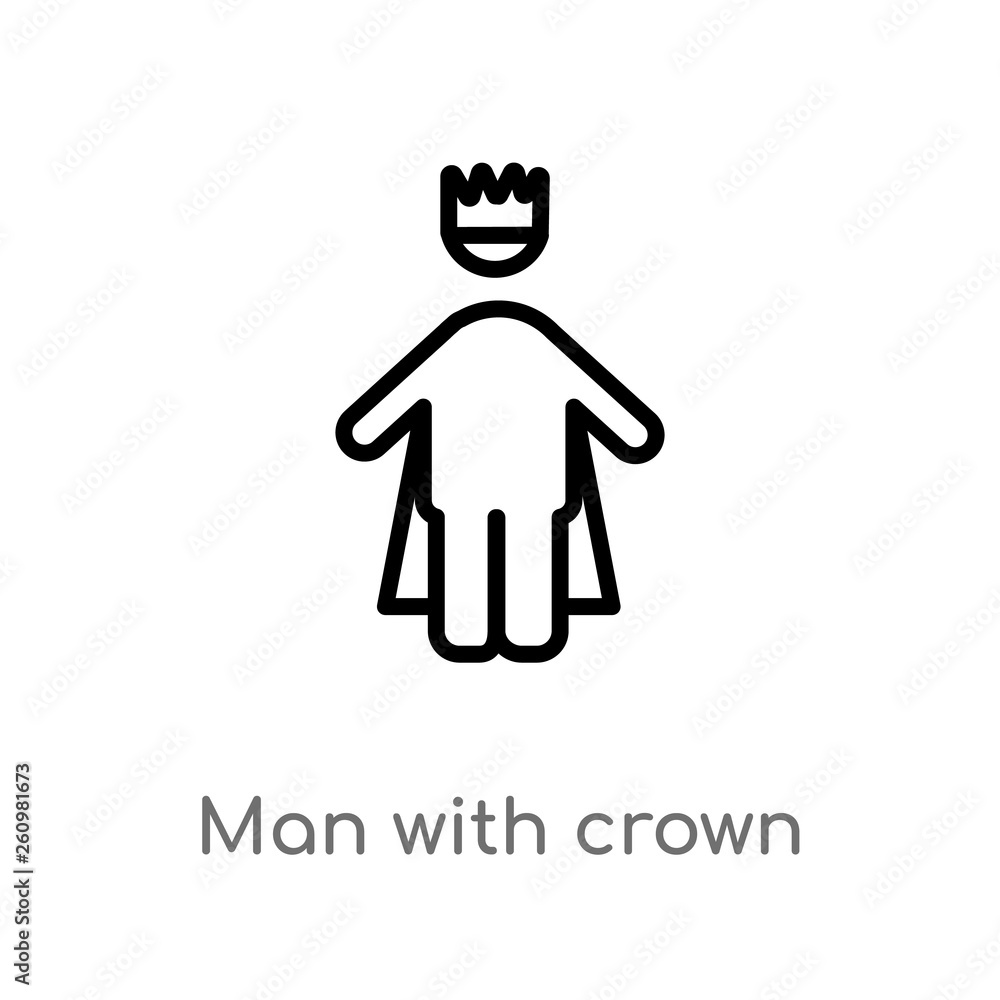 outline man with crown vector icon. isolated black simple line element illustration from people concept. editable vector stroke man with crown icon on white background outline man with crown vector icon. isolated black simple line element illustration from people concept. editable vector stroke man with crown icon on white background