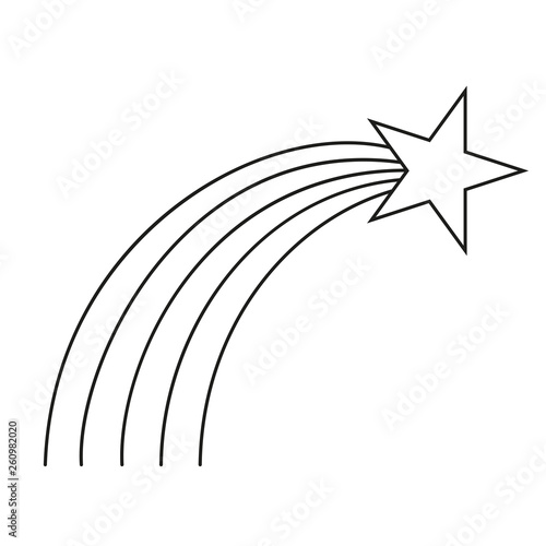 Line art black and white shooting star