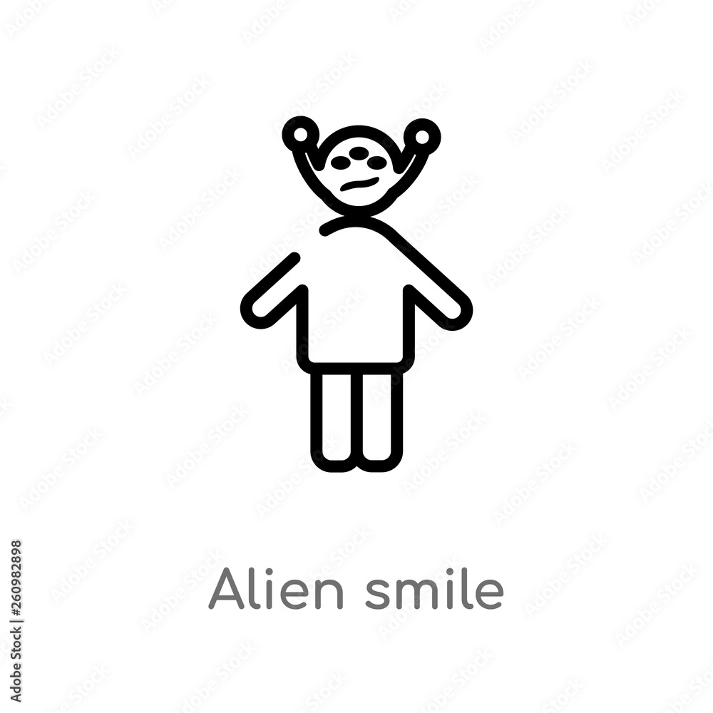 outline alien smile vector icon. isolated black simple line element illustration from people concept. editable vector stroke alien smile icon on white background