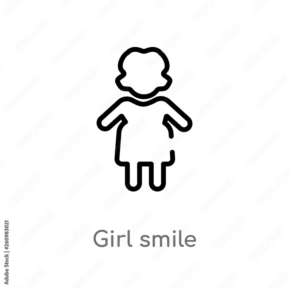 outline girl smile vector icon. isolated black simple line element illustration from people concept. editable vector stroke girl smile icon on white background outline girl smile vector icon. isolated black simple line element illustration from people concept. editable vector stroke girl smile icon on white background