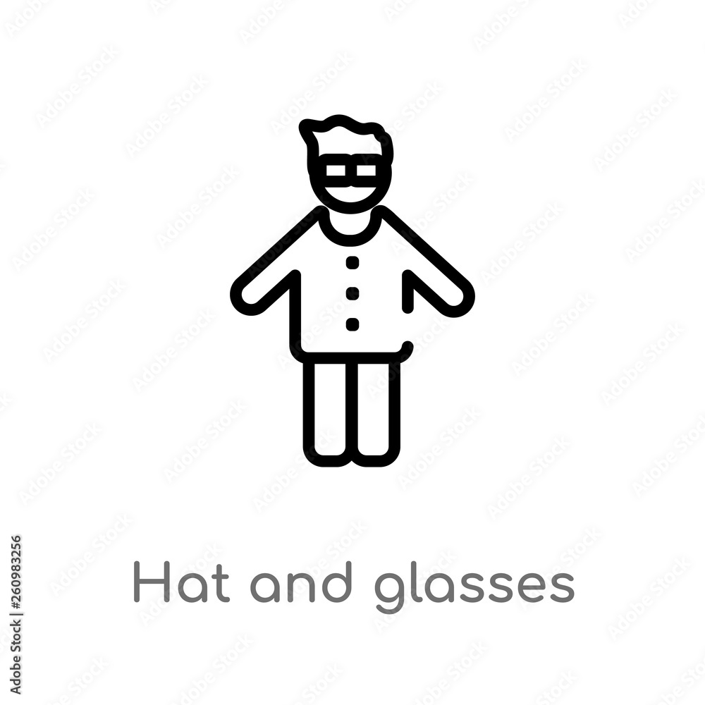 outline hat and glasses vector icon. isolated black simple line element illustration from people concept. editable vector stroke hat and glasses icon on white background outline hat and glasses vector icon. isolated black simple line element illustration from people concept. editable vector stroke hat and glasses icon on white background