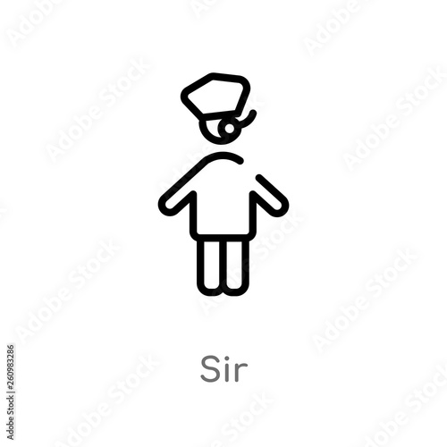 outline sir vector icon. isolated black simple line element illustration from people concept. editable vector stroke sir icon on white background