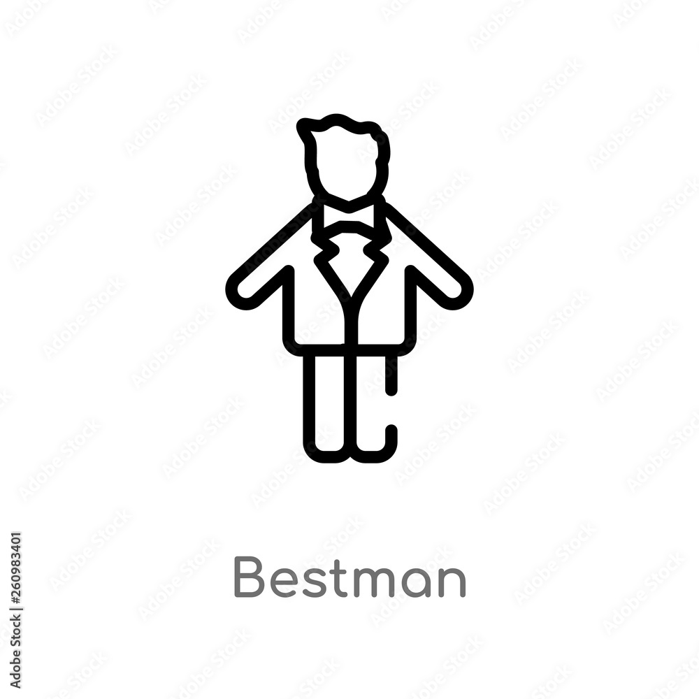 outline bestman vector icon. isolated black simple line element illustration from people concept. editable vector stroke bestman icon on white background outline bestman vector icon. isolated black simple line element illustration from people concept. editable vector stroke bestman icon on white background