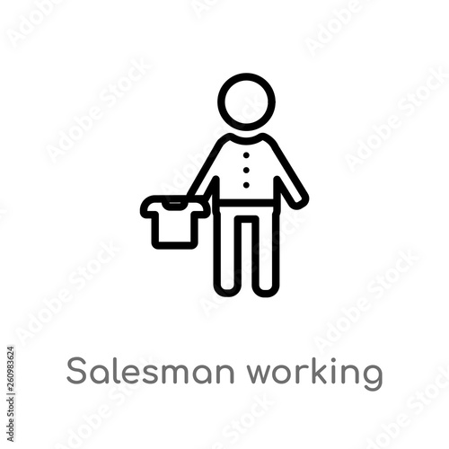 outline salesman working vector icon. isolated black simple line element illustration from people concept. editable vector stroke salesman working icon on white background