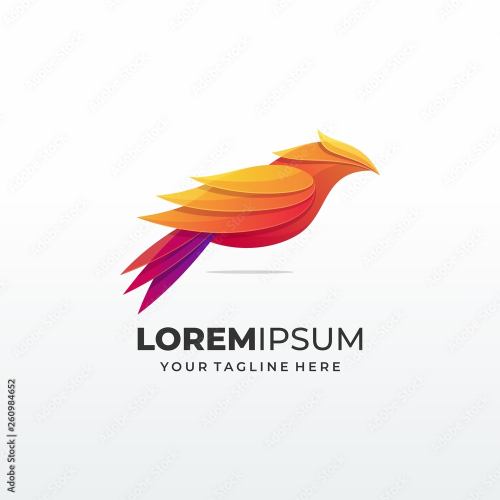 Obraz premium Bird abstract concepts,in bright gradient colors - phoenix birds and fire icons