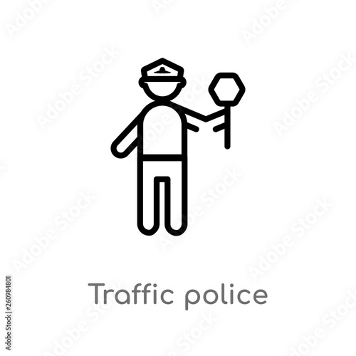 outline traffic police vector icon. isolated black simple line element illustration from people concept. editable vector stroke traffic police icon on white background