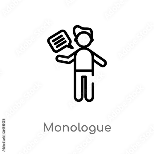 outline monologue vector icon. isolated black simple line element illustration from people concept. editable vector stroke monologue icon on white background