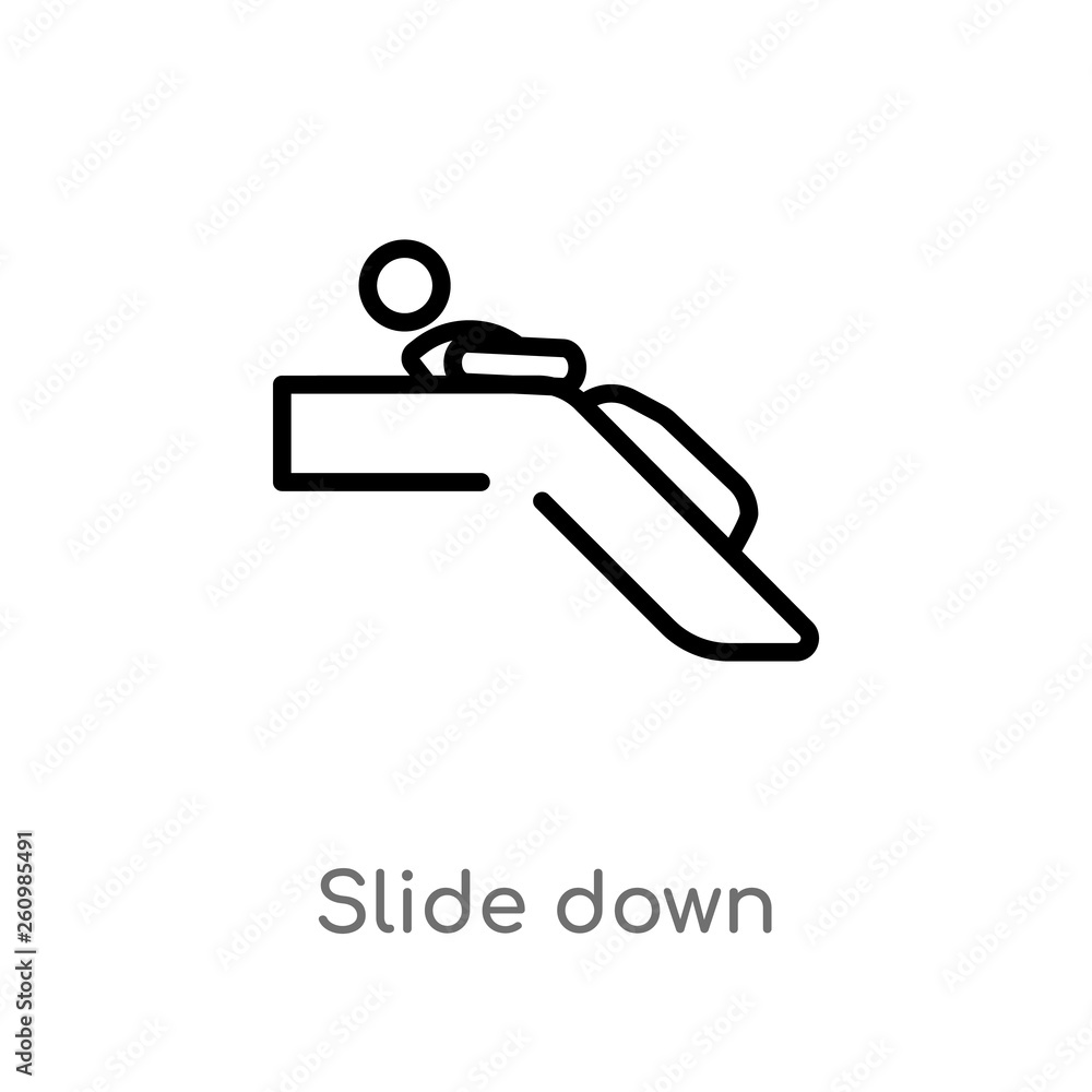 outline slide down vector icon. isolated black simple line element illustration from people concept. editable vector stroke slide down icon on white background