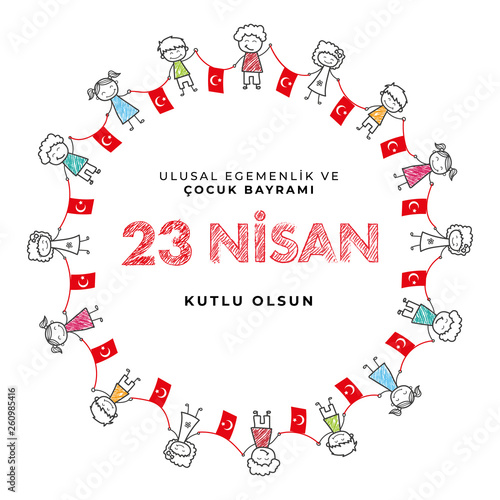 23 april national sovereignty and children's day in Turkey Vector Illustrations