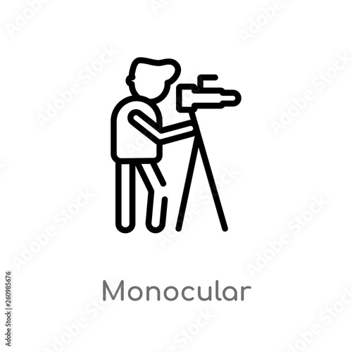 outline monocular vector icon. isolated black simple line element illustration from people concept. editable vector stroke monocular icon on white background
