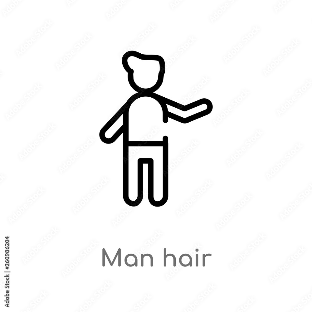 outline man hair vector icon. isolated black simple line element illustration from people concept. editable vector stroke man hair icon on white background