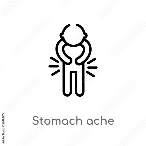 outline stomach ache vector icon. isolated black simple line element illustration from people concept. editable vector stroke stomach ache icon on white background