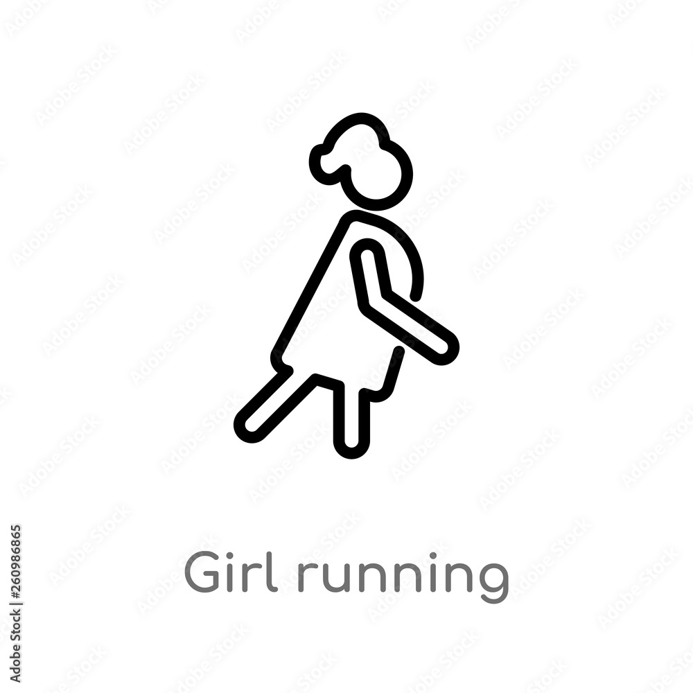 outline girl running vector icon. isolated black simple line element illustration from people concept. editable vector stroke girl running icon on white background outline girl running vector icon. isolated black simple line element illustration from people concept. editable vector stroke girl running icon on white background