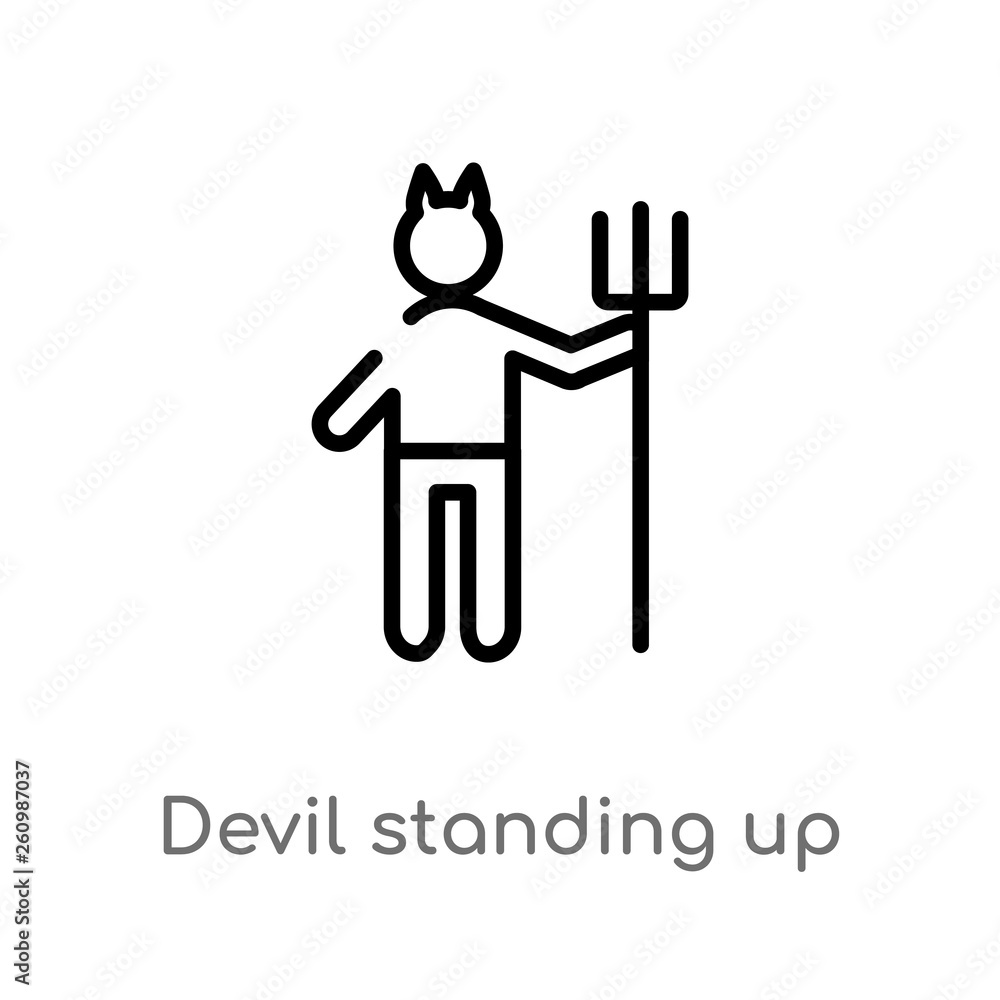 outline devil standing up vector icon. isolated black simple line element illustration from people concept. editable vector stroke devil standing up icon on white background outline devil standing up vector icon. isolated black simple line element illustration from people concept. editable vector stroke devil standing up icon on white background
