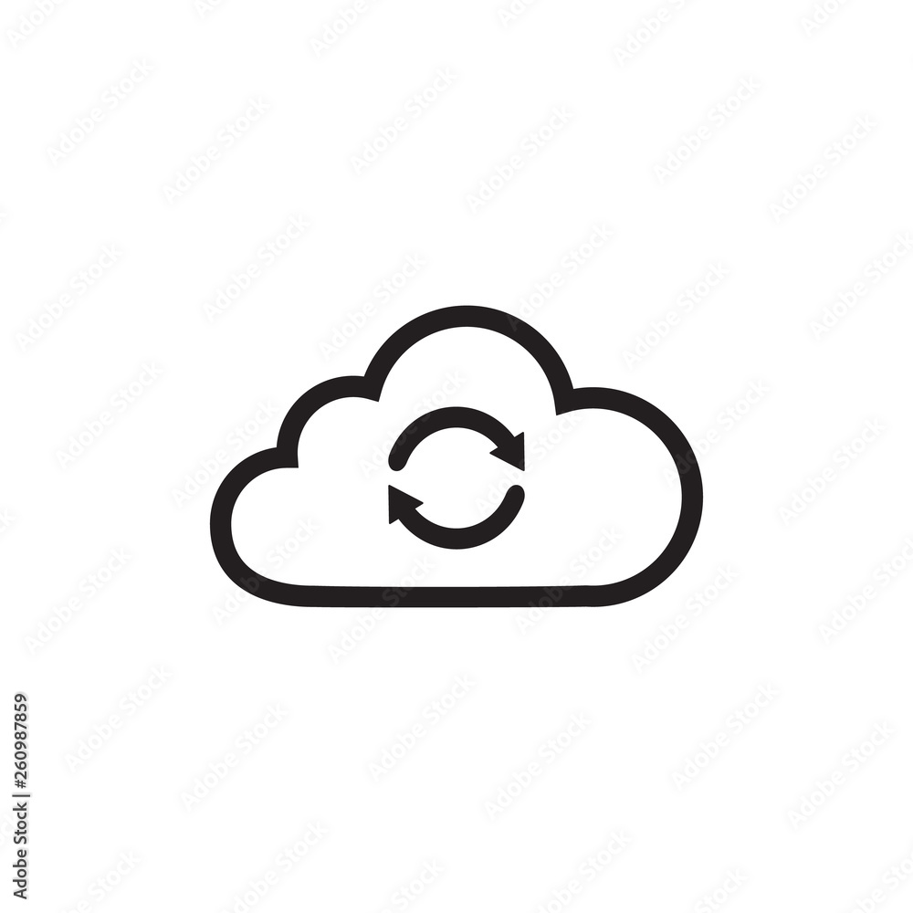Cloud sync or cloud refresh with arrows line art vector icon for apps and websites Cloud sync or cloud refresh with arrows line art vector icon for apps and websites