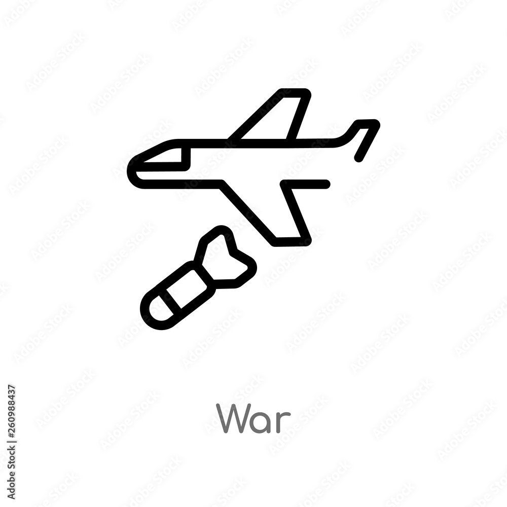 outline war vector icon. isolated black simple line element illustration from political concept. editable vector stroke war icon on white background