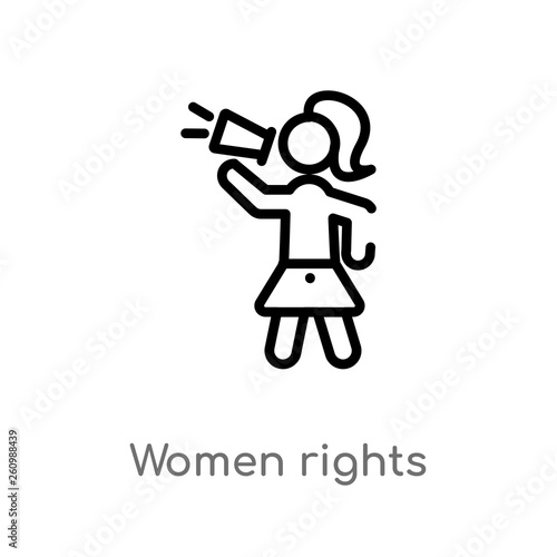 outline women rights vector icon. isolated black simple line element illustration from political concept. editable vector stroke women rights icon on white background