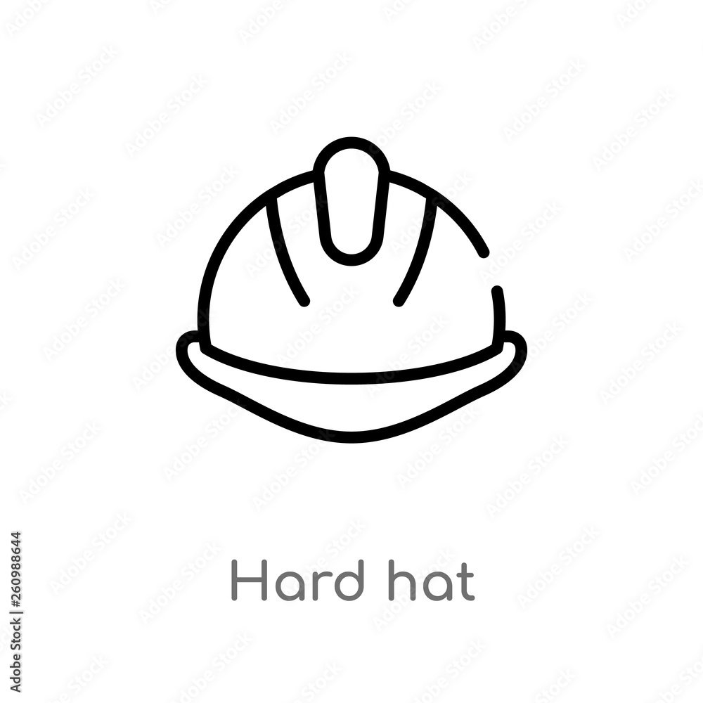 outline hard hat vector icon. isolated black simple line element illustration from productivity concept. editable vector stroke hard hat icon on white background outline hard hat vector icon. isolated black simple line element illustration from productivity concept. editable vector stroke hard hat icon on white background