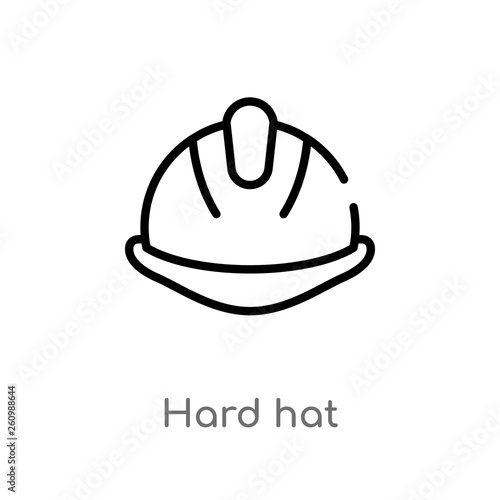outline hard hat vector icon. isolated black simple line element illustration from productivity concept. editable vector stroke hard hat icon on white background