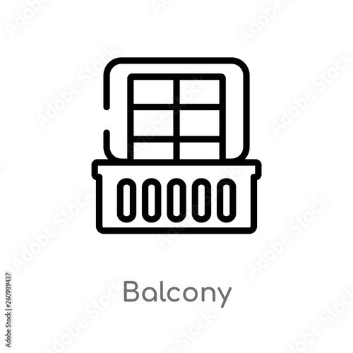 outline balcony vector icon. isolated black simple line element illustration from real estate concept. editable vector stroke balcony icon on white background