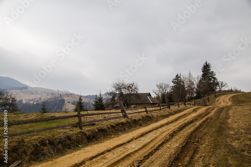 Misty landscape in the mountain area