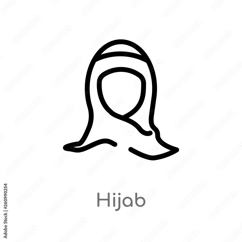 outline hijab vector icon. isolated black simple line element illustration from religion-2 concept. editable vector stroke hijab icon on white background outline hijab vector icon. isolated black simple line element illustration from religion-2 concept. editable vector stroke hijab icon on white background