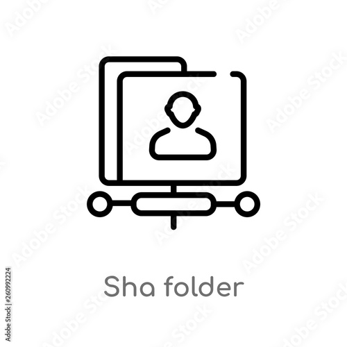 outline sha folder vector icon. isolated black simple line element illustration from search engine optimization concept. editable vector stroke sha folder icon on white background