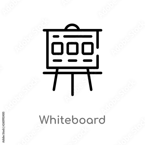 outline whiteboard vector icon. isolated black simple line element illustration from seo & web concept. editable vector stroke whiteboard icon on white background
