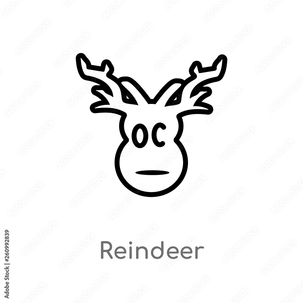 outline reindeer vector icon. isolated black simple line element illustration from season concept. editable vector stroke reindeer icon on white background outline reindeer vector icon. isolated black simple line element illustration from season concept. editable vector stroke reindeer icon on white background