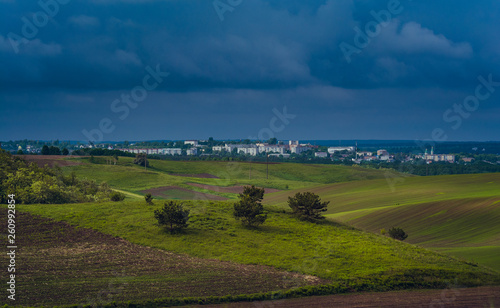 Fields landscape in summer sunset and sunrise