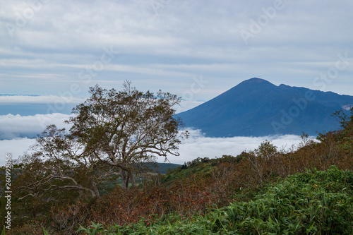 Autumn leaves and clouds in Hachimantai, Akita Prefecture