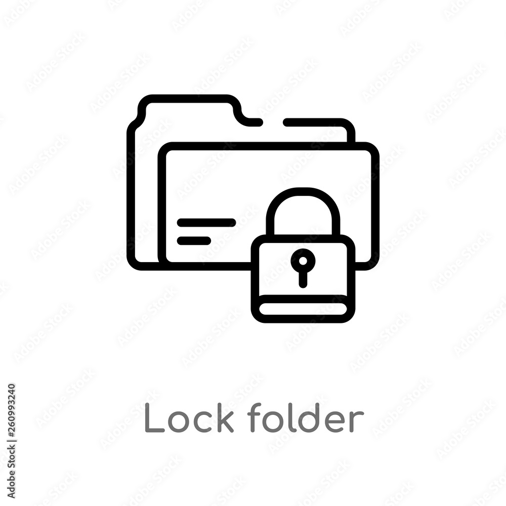 outline lock folder vector icon. isolated black simple line element illustration from security concept. editable vector stroke lock folder icon on white background outline lock folder vector icon. isolated black simple line element illustration from security concept. editable vector stroke lock folder icon on white background