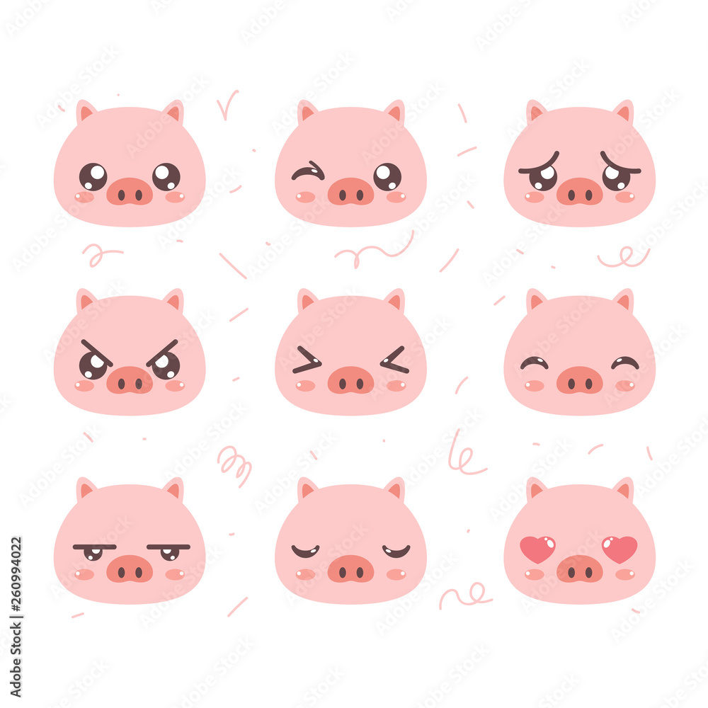 cute pig emoticon set cute pig emoticon set