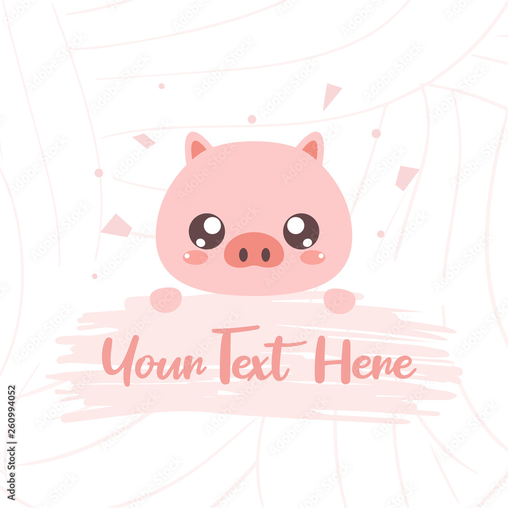 cute pig with text board illustration cute pig with text board illustration
