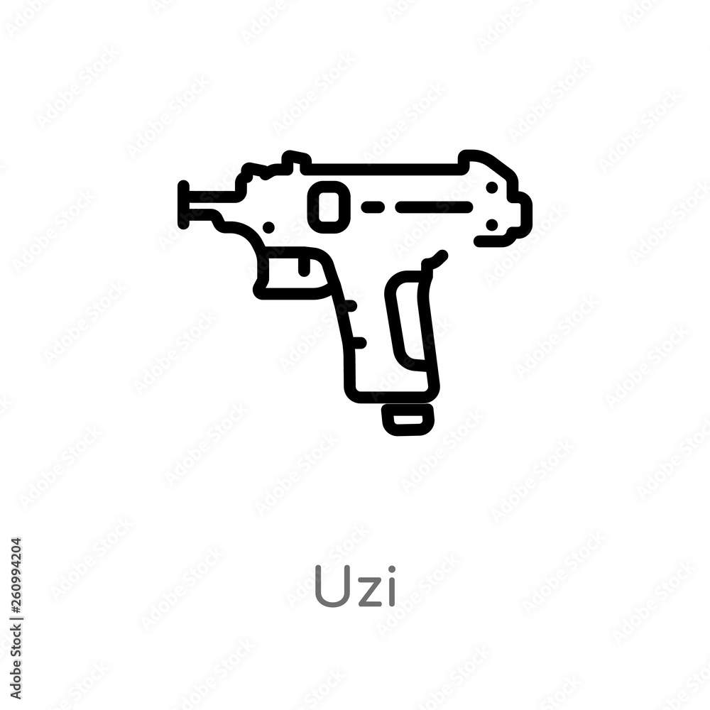 outline uzi vector icon. isolated black simple line element illustration from security concept. editable vector stroke uzi icon on white background outline uzi vector icon. isolated black simple line element illustration from security concept. editable vector stroke uzi icon on white background